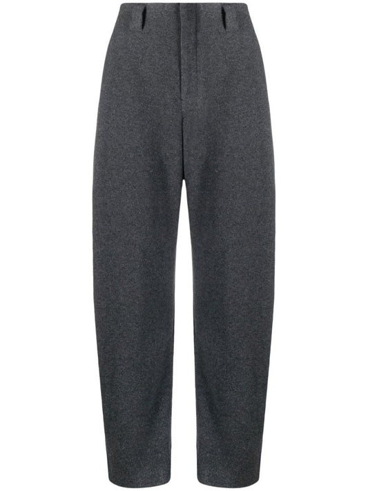 Grey Curved Wide-leg Trousers