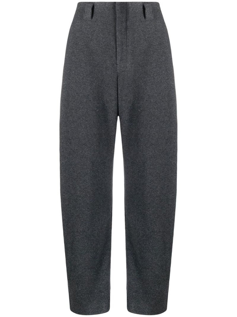 Grey Curved Wide-leg Trousers