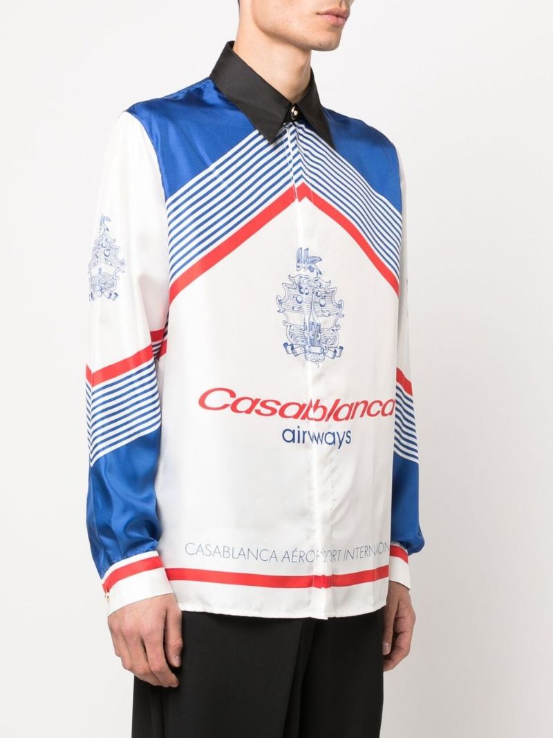 White Airways Print Silk Shirt