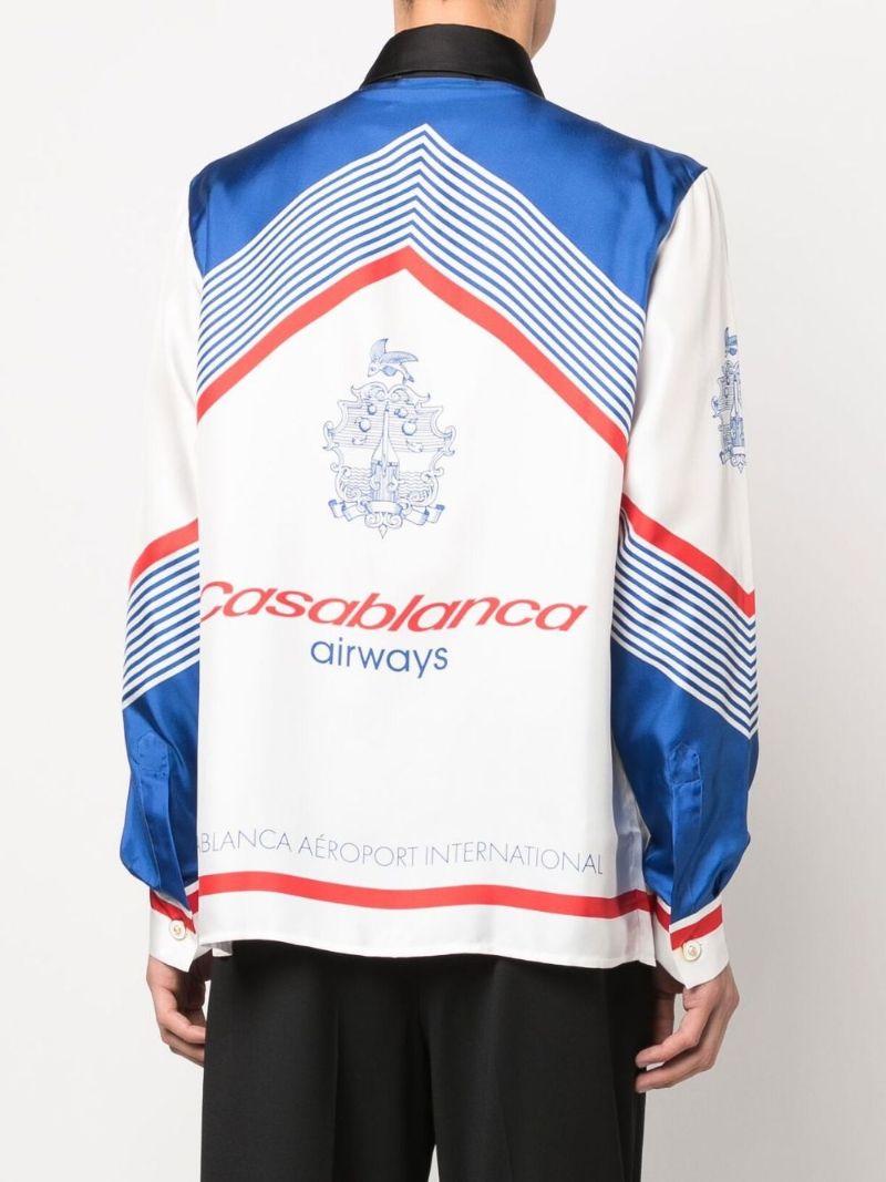 White Airways Print Silk Shirt