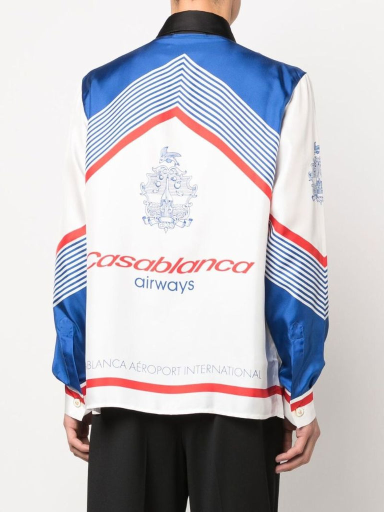 White Airways Print Silk Shirt