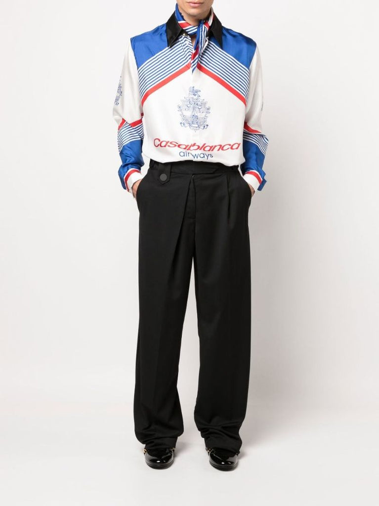 White Airways Print Silk Shirt