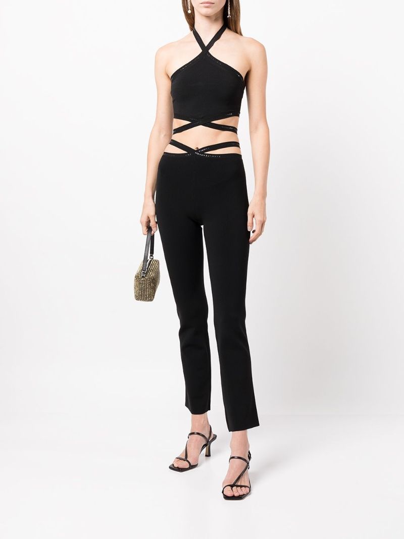 Black Criss-cross Logo Leggings
