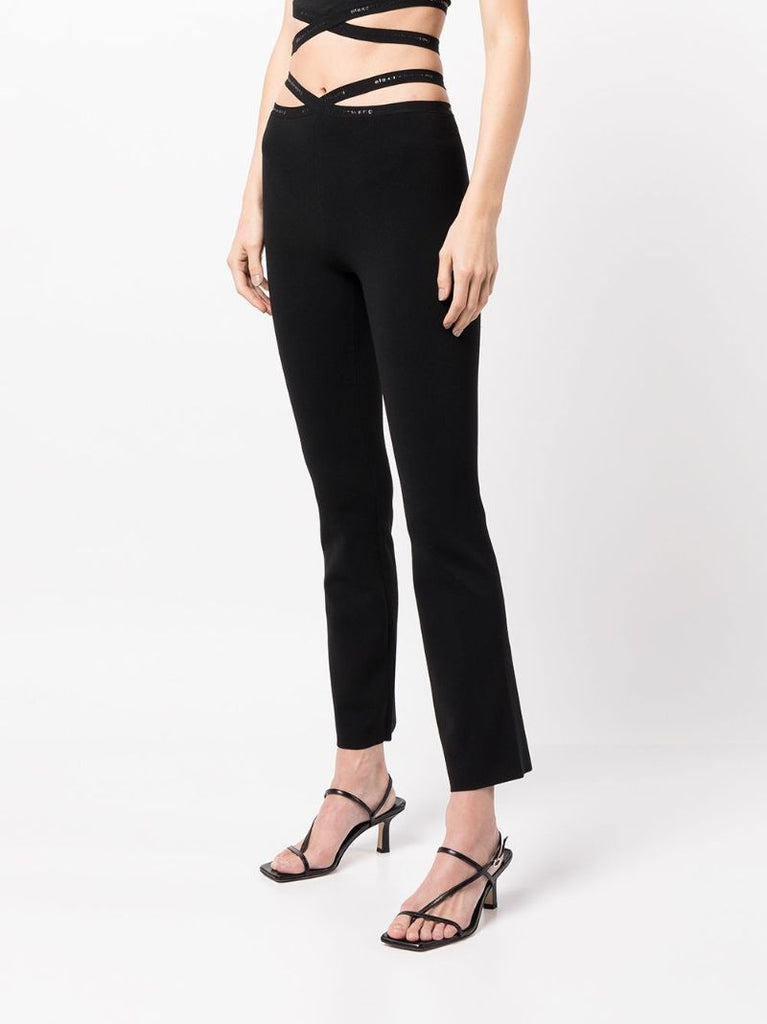 Black Criss-cross Logo Leggings