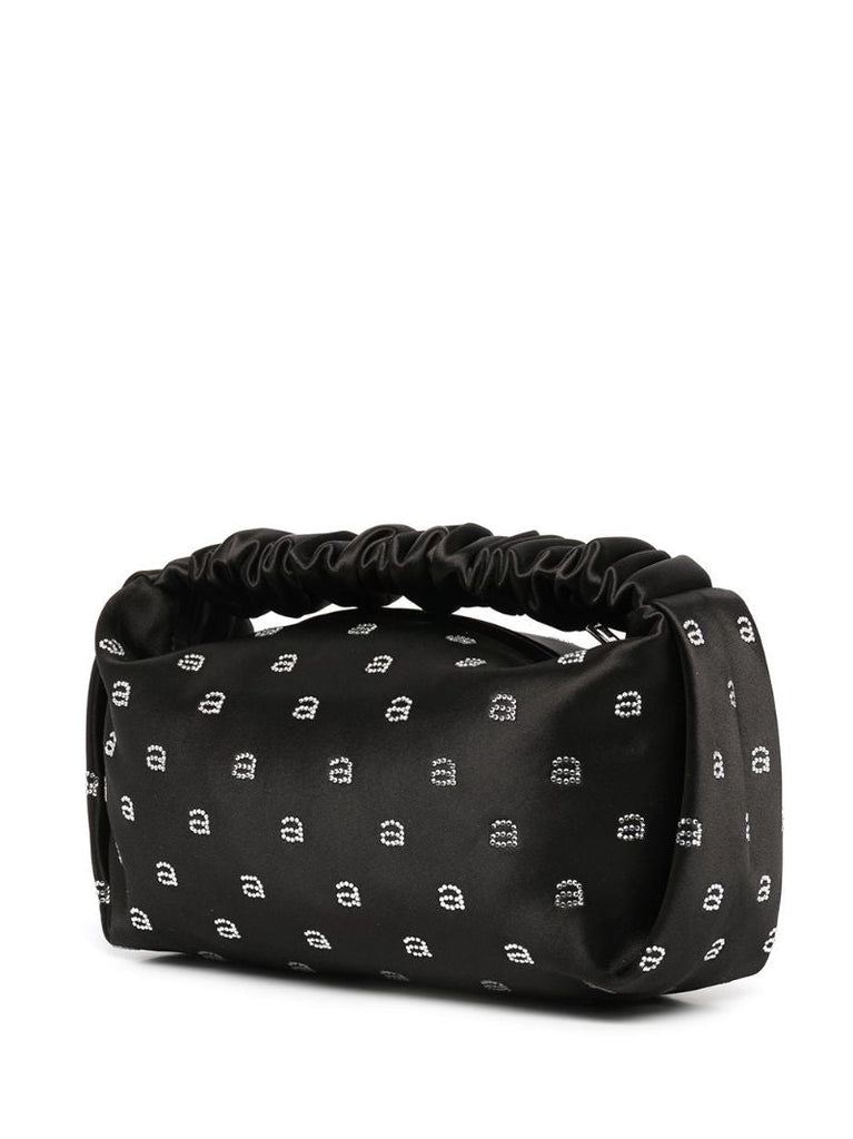 Black Scrunchie Logo Embellished Tote Bag