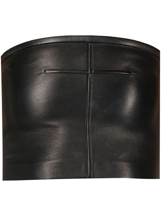 Black Strapless Leather Top