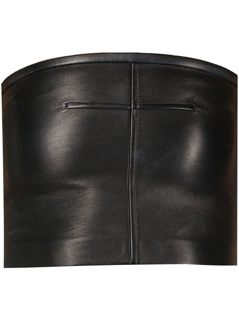 Black Strapless Leather Top