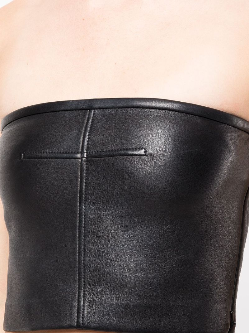 Black Strapless Leather Top