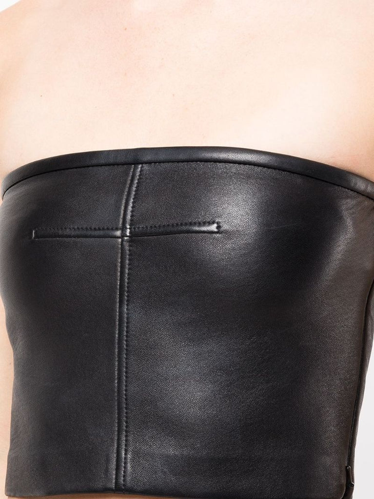 Black Strapless Leather Top