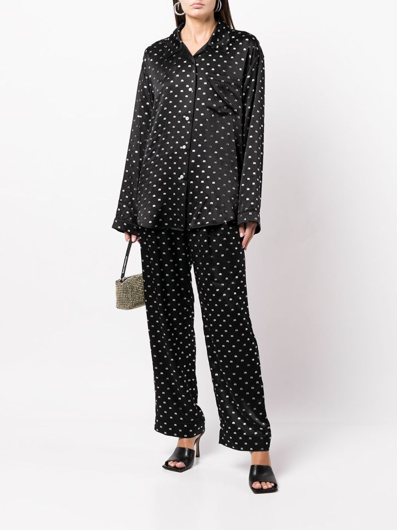 Black Crystal-embellished Silk Pyjama Shirt