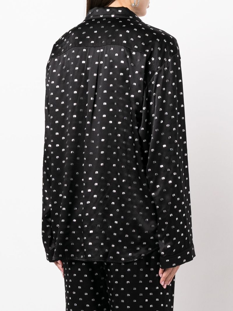 Black Crystal-embellished Silk Pyjama Shirt