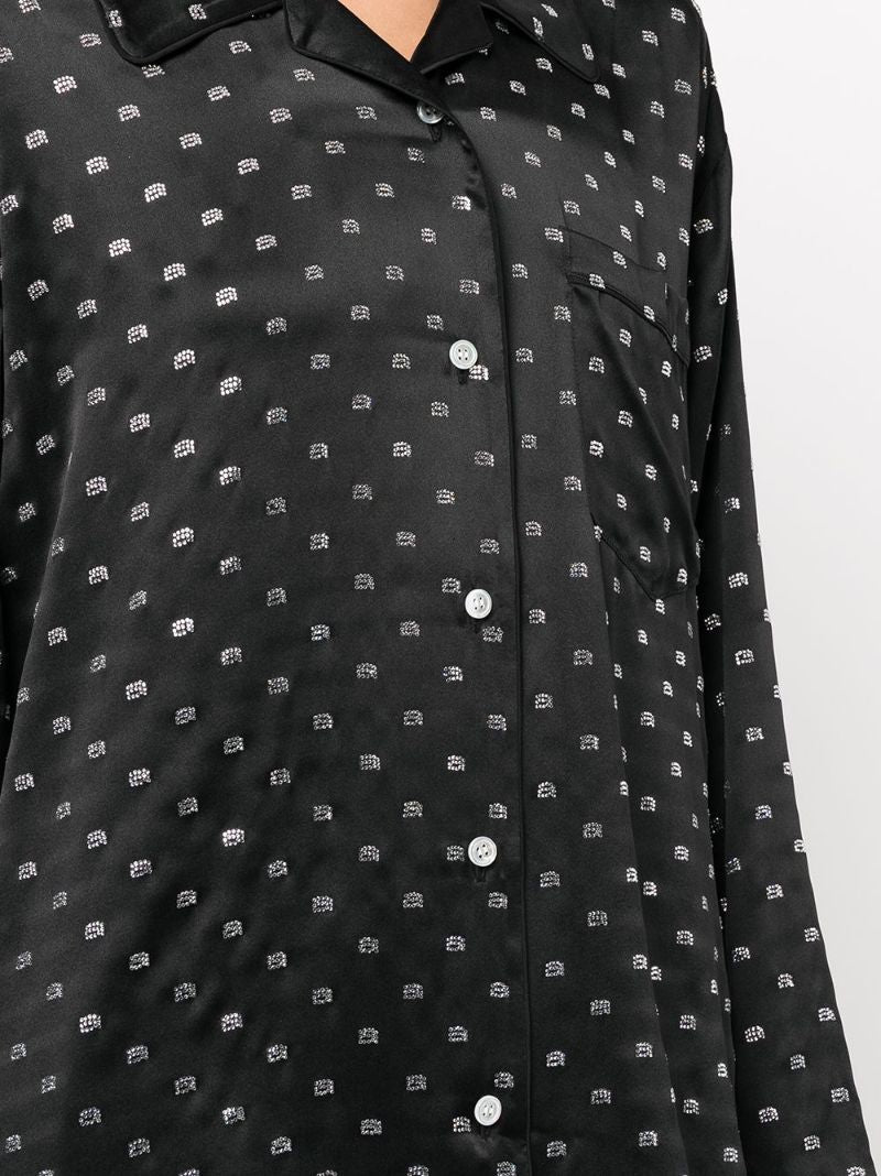 Black Crystal-embellished Silk Pyjama Shirt