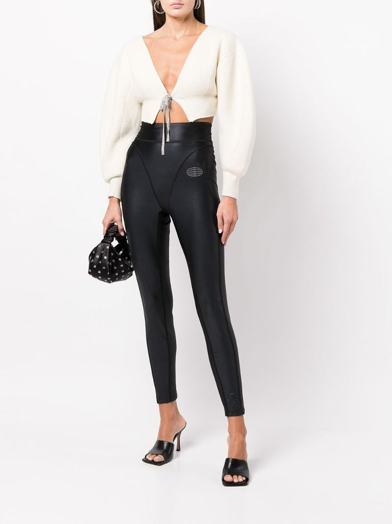 Neutral V-neck Cropped Wool Cardigan