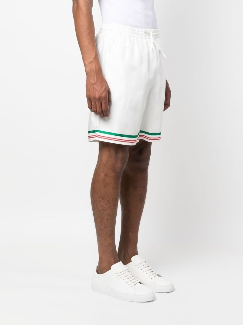 White Orbite Orange Print Silk Shorts