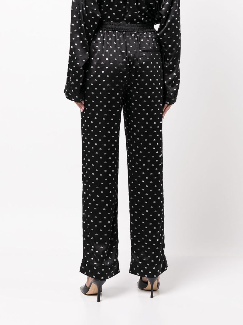 Black Crystal-embellished Silk Pyjama Trousers