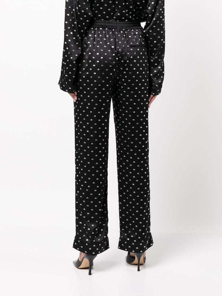 Black Crystal-embellished Silk Pyjama Trousers