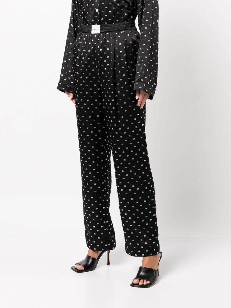 Black Crystal-embellished Silk Pyjama Trousers