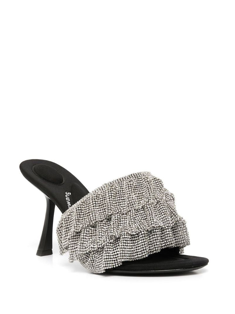 Black Nala 105 Crystal Ruffle Sandals