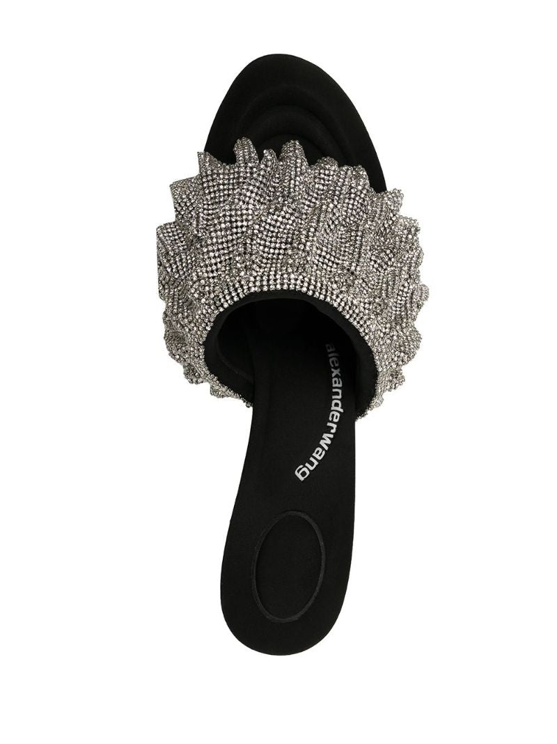 Black Nala 105 Crystal Ruffle Sandals