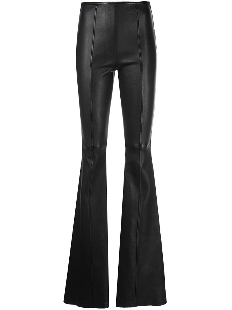 Black Leather Flared Trousers