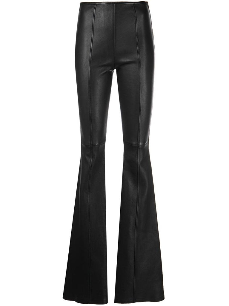 Black Leather Flared Trousers