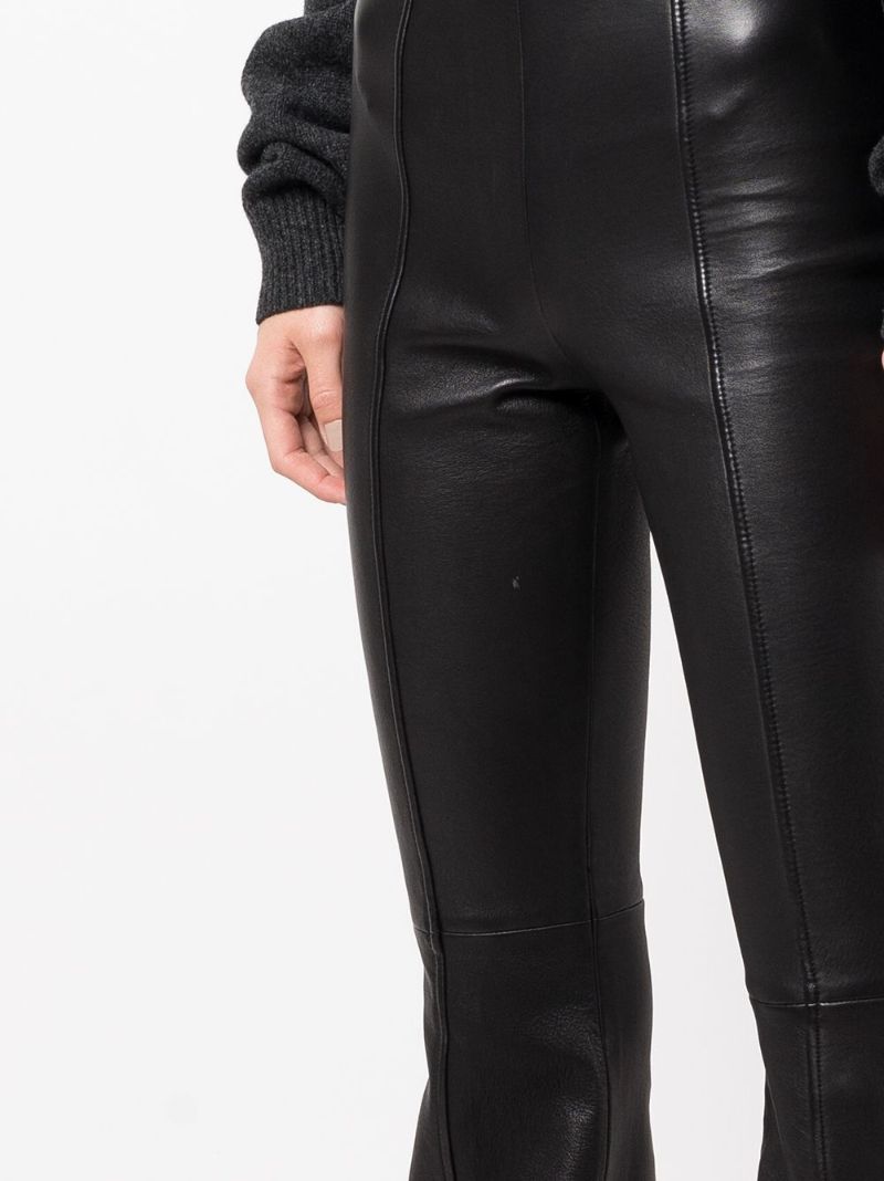 Black Leather Flared Trousers