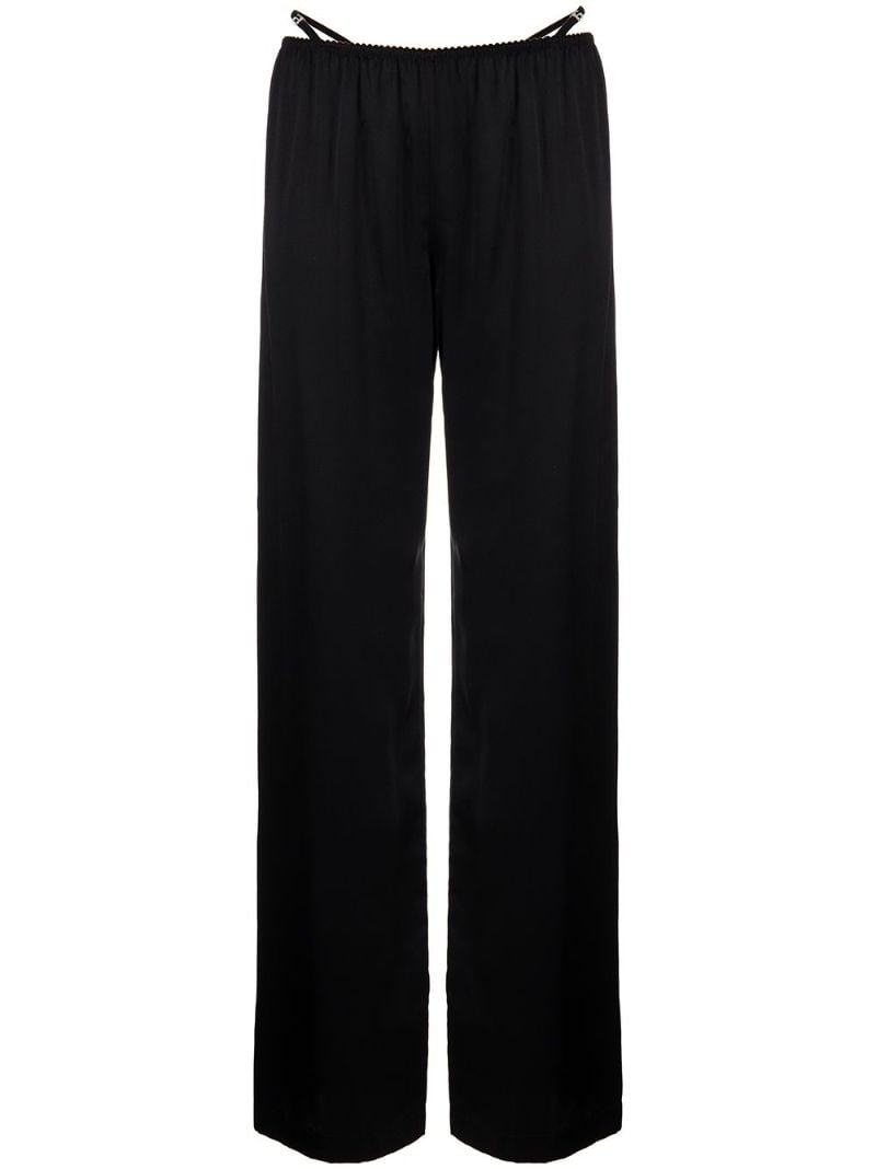 Black Crystal Thong Satin Trousers