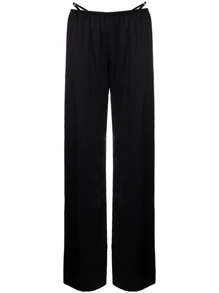 Black Crystal Thong Satin Trousers