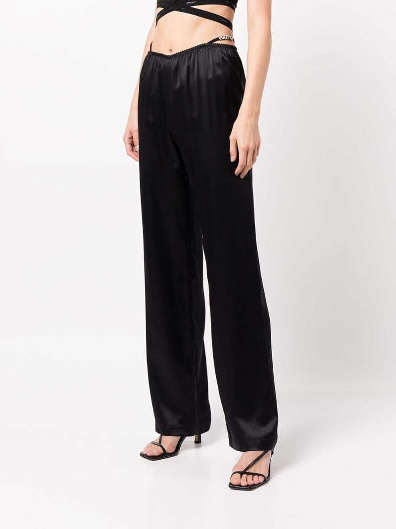 Black Crystal Thong Satin Trousers