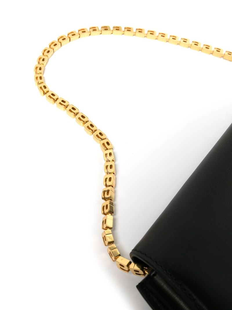 Black Crest Leather Shoulder Bag