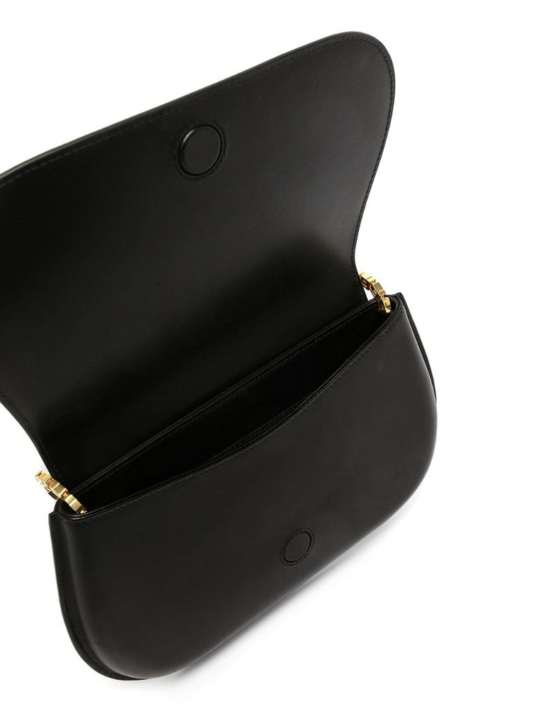 Black Crest Leather Shoulder Bag