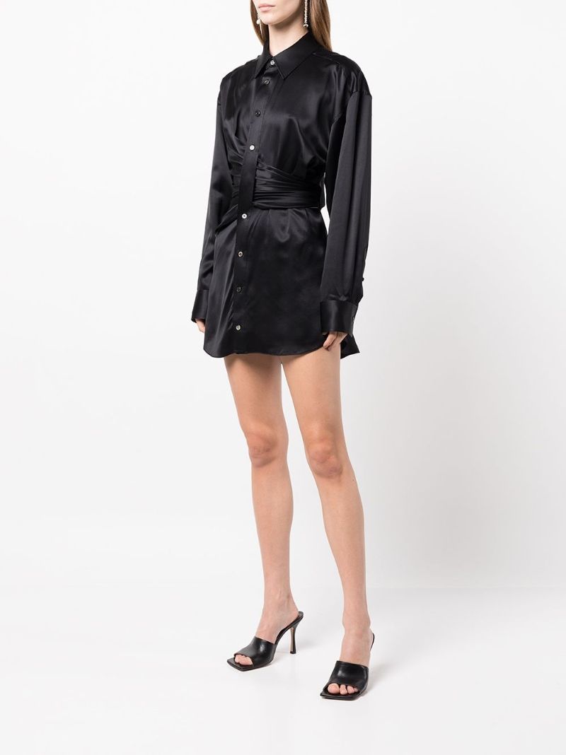 Black Satin Shirt Dress