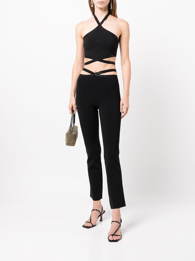 Black Cropped Halterneck Top