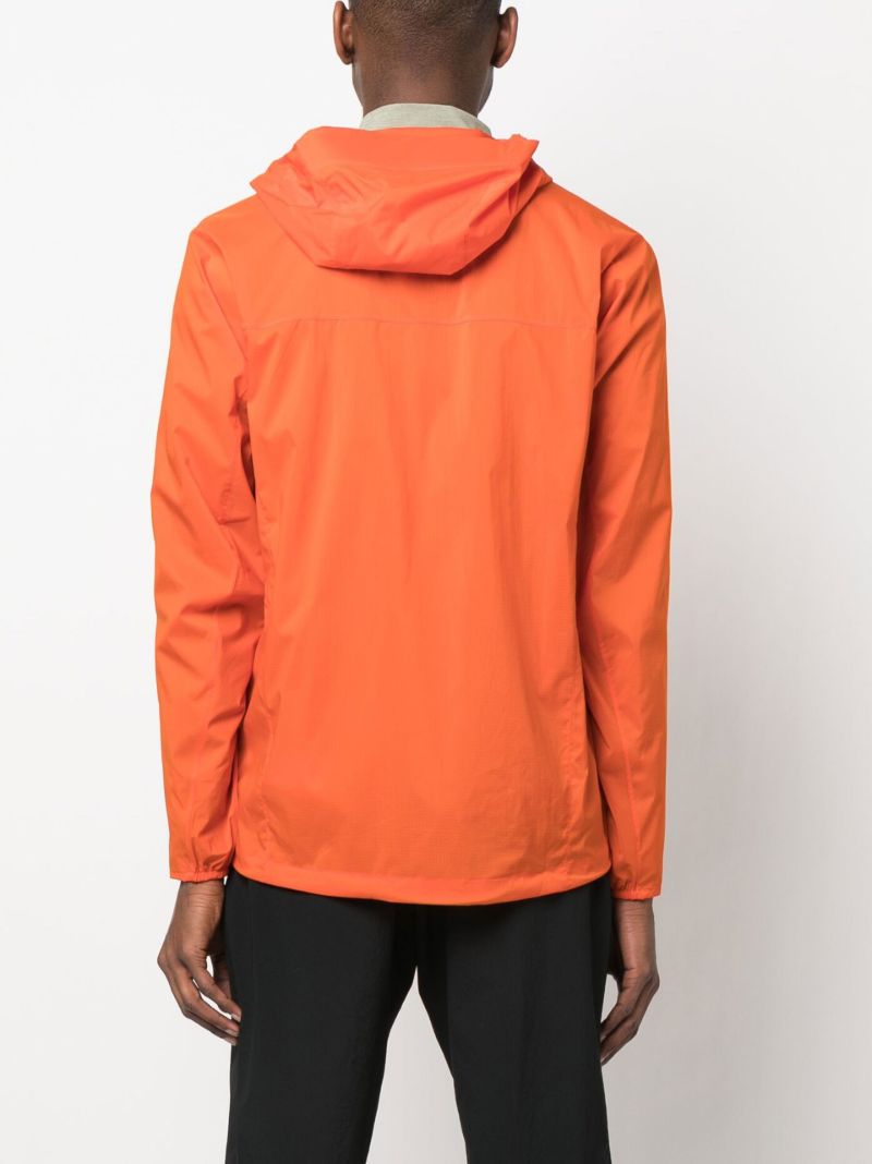 Orange Hooded Zip-up Lightweight Jacket