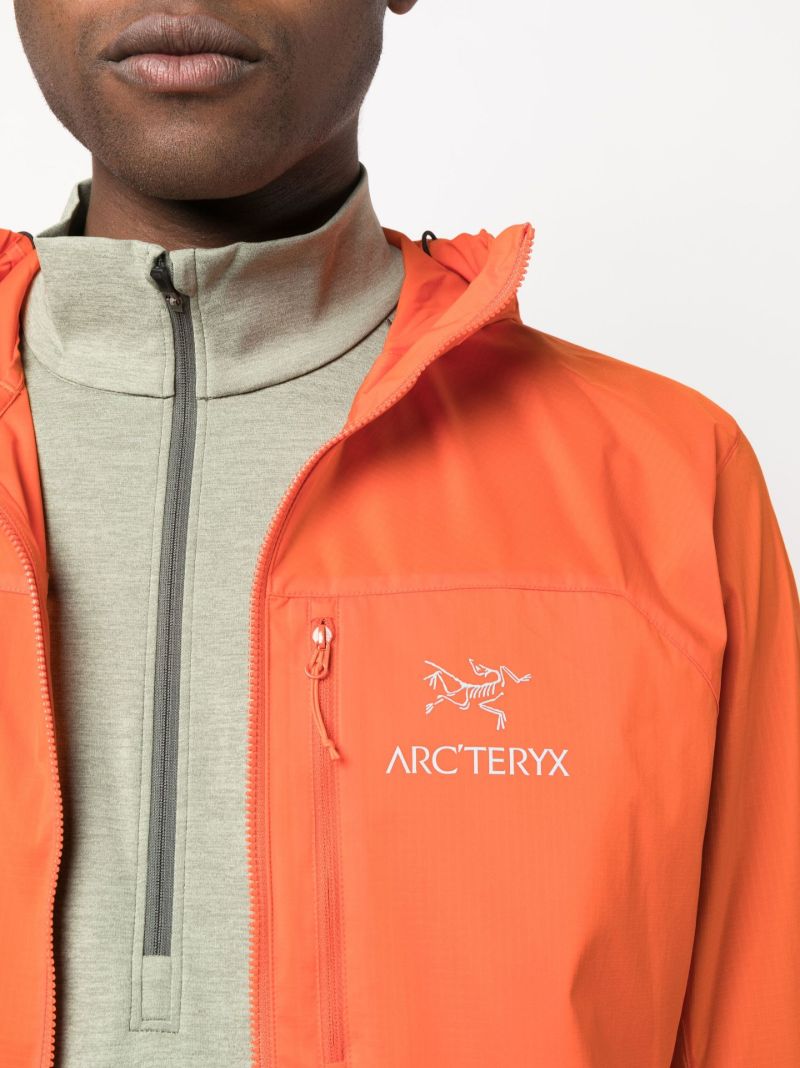 Orange Hooded Zip-up Lightweight Jacket