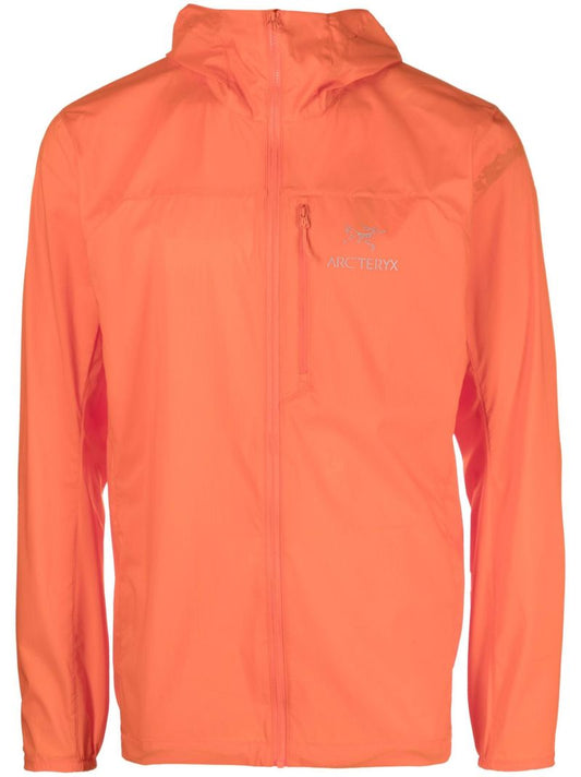 Orange Hooded Zip-up Lightweight Jacket