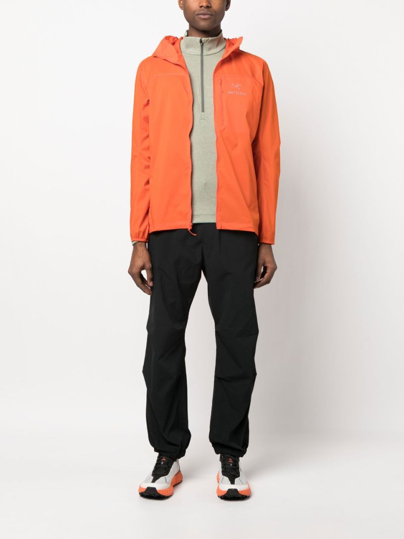 Orange Hooded Zip-up Lightweight Jacket