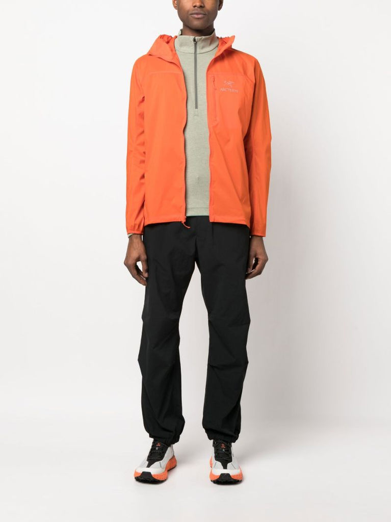 Orange Hooded Zip-up Lightweight Jacket