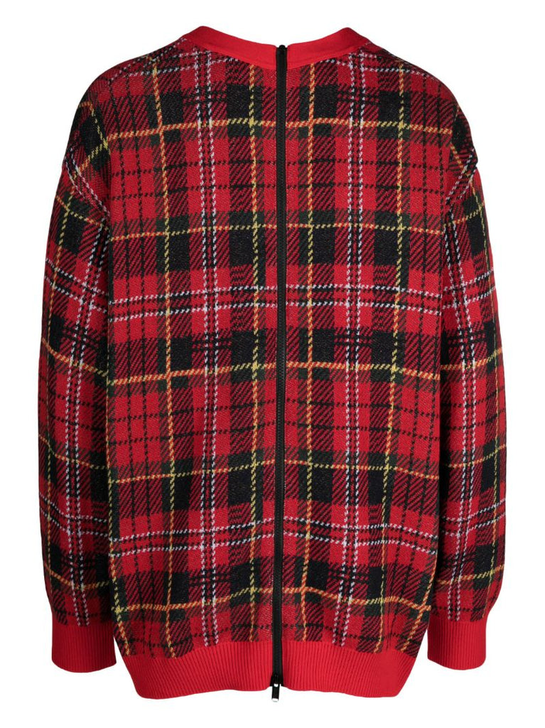 Red Checked Cotton Cardigan
