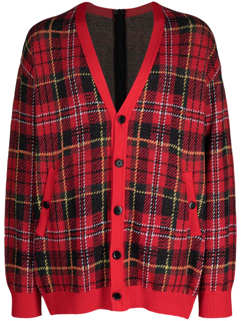 Red Checked Cotton Cardigan