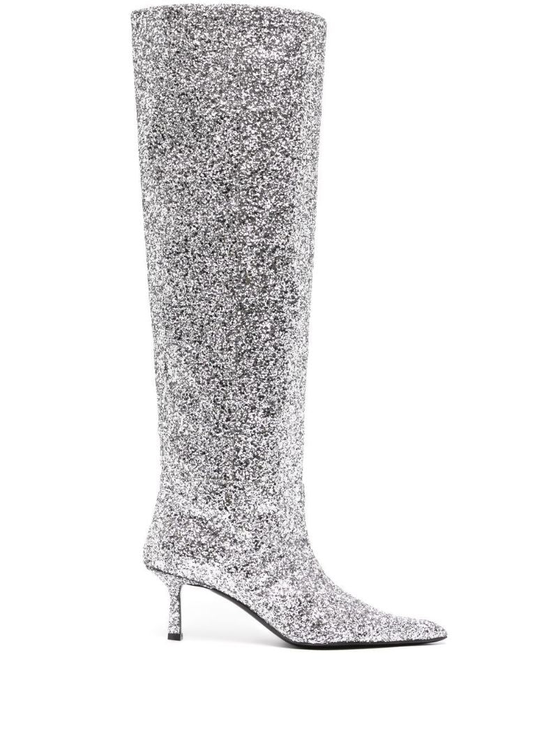 Silver-tone Viola Glitter Detail 60 Knee-high Boots