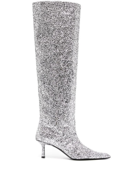 Silver-tone Viola Glitter Detail 60 Knee-high Boots