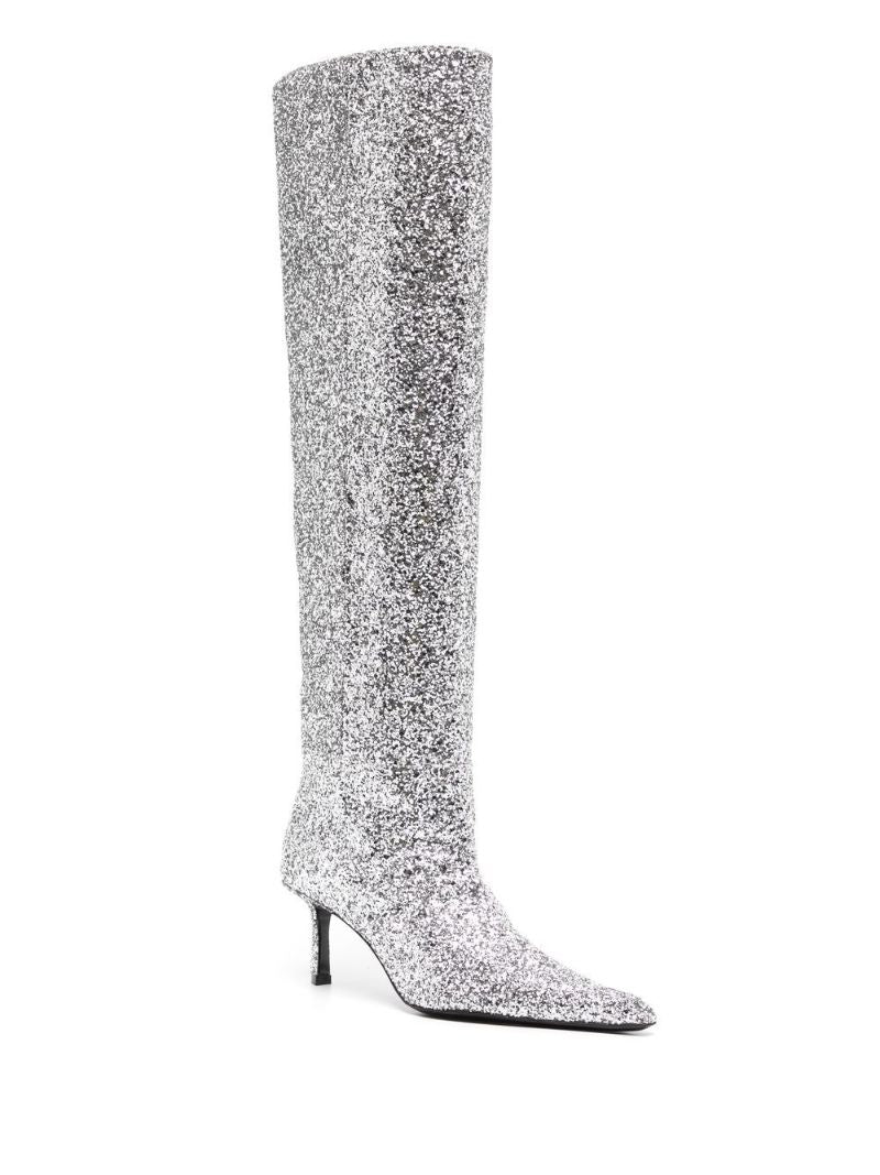 Silver-tone Viola Glitter Detail 60 Knee-high Boots