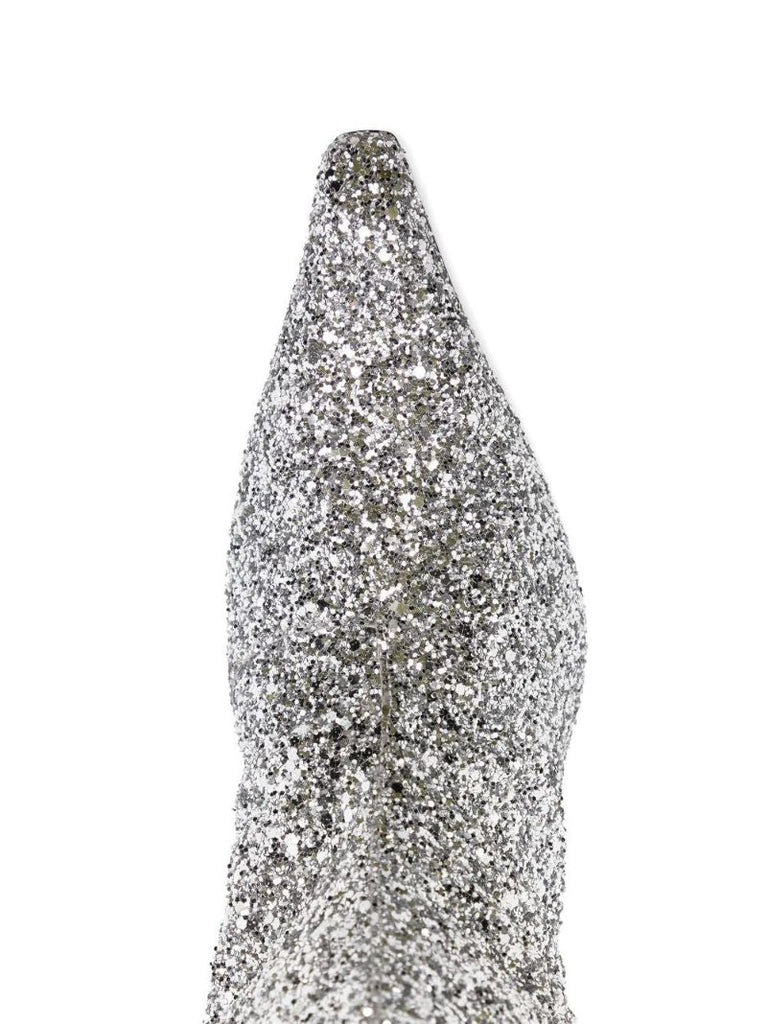 Silver-tone Viola Glitter Detail 60 Knee-high Boots