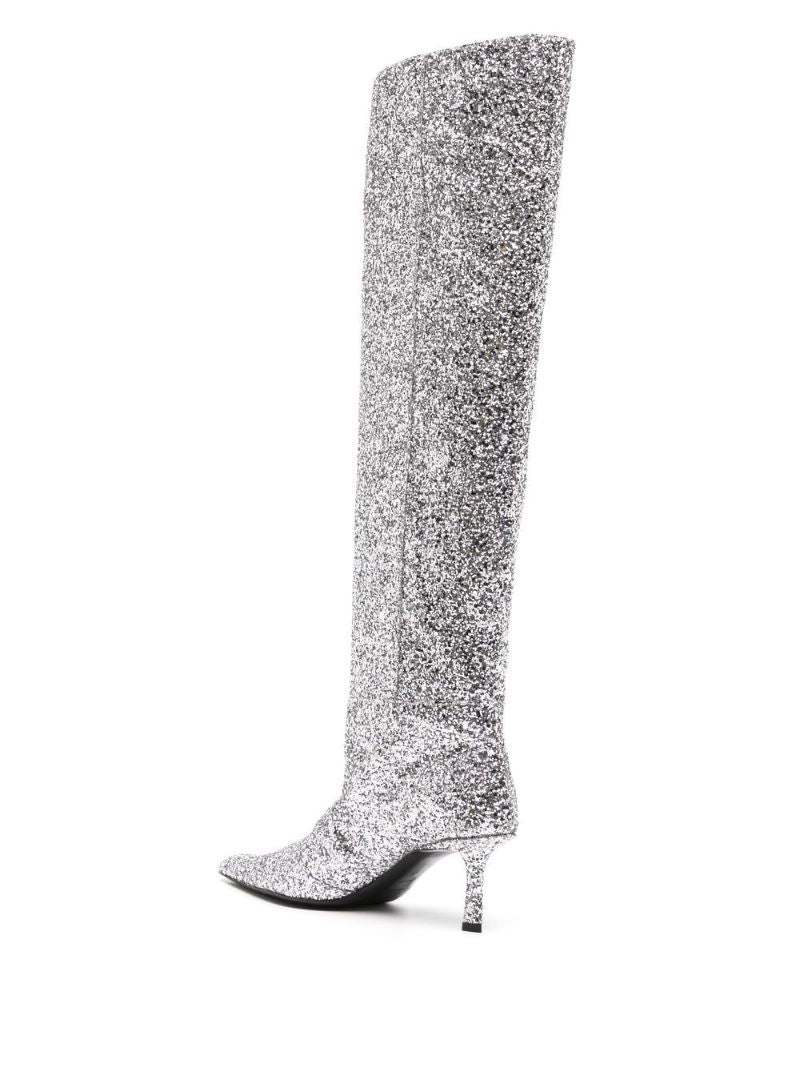 Silver-tone Viola Glitter Detail 60 Knee-high Boots