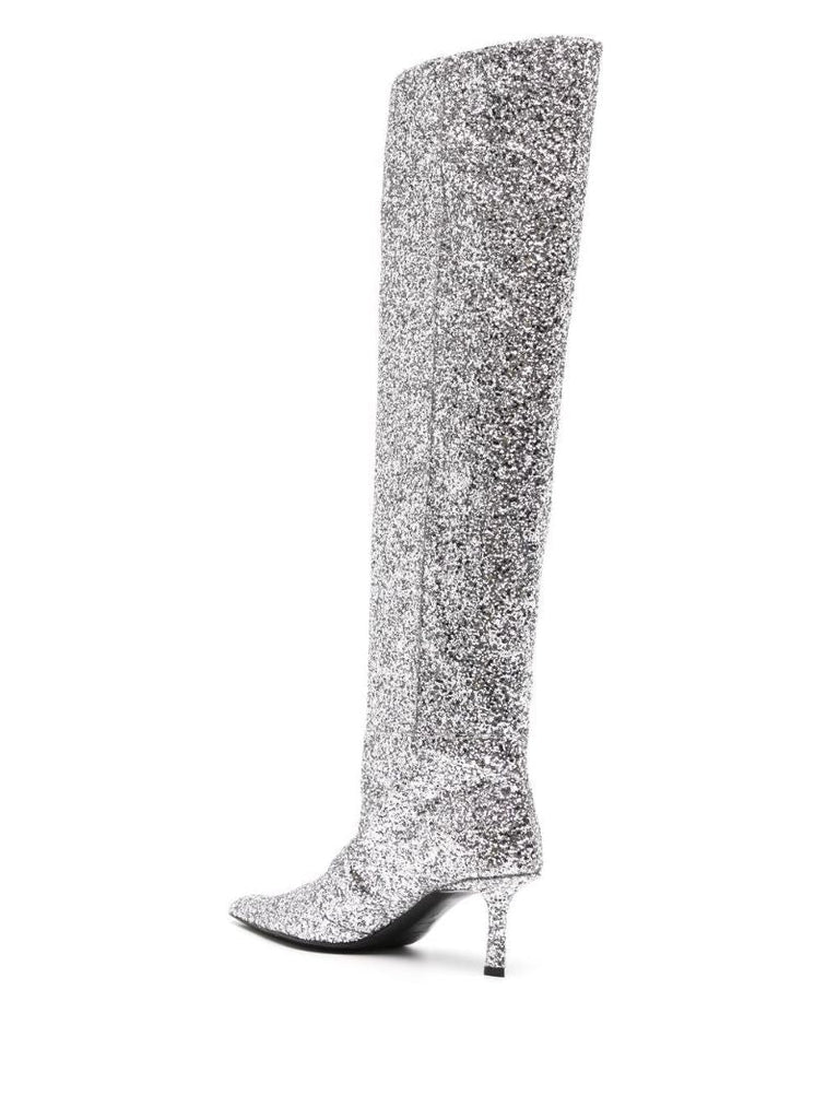 Silver-tone Viola Glitter Detail 60 Knee-high Boots