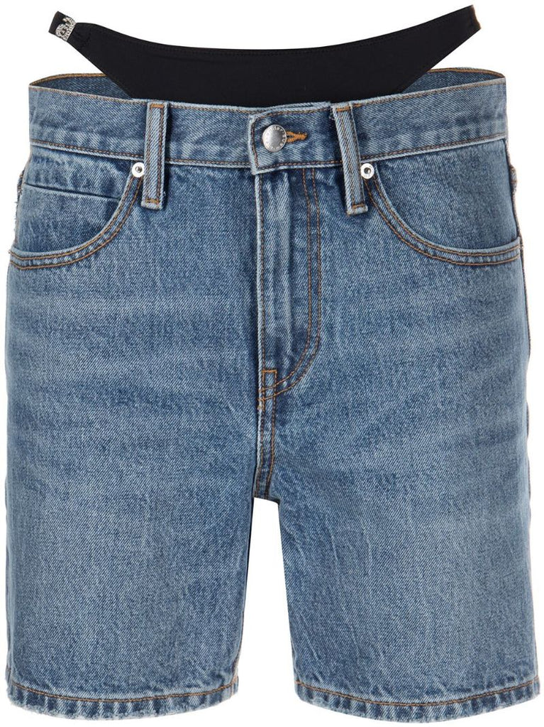 Blue Low Waist Bikini Layer Denim Shorts