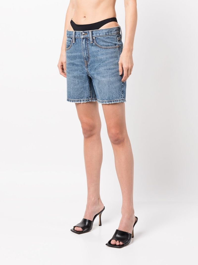 Blue Low Waist Bikini Layer Denim Shorts