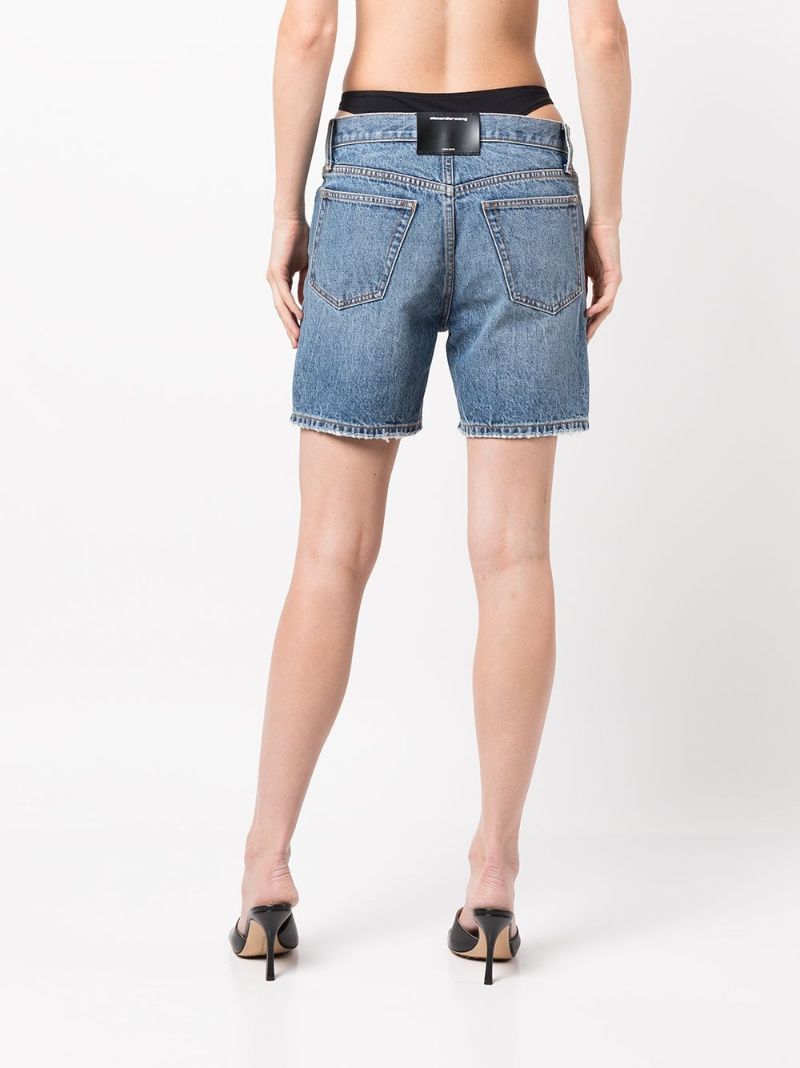 Blue Low Waist Bikini Layer Denim Shorts