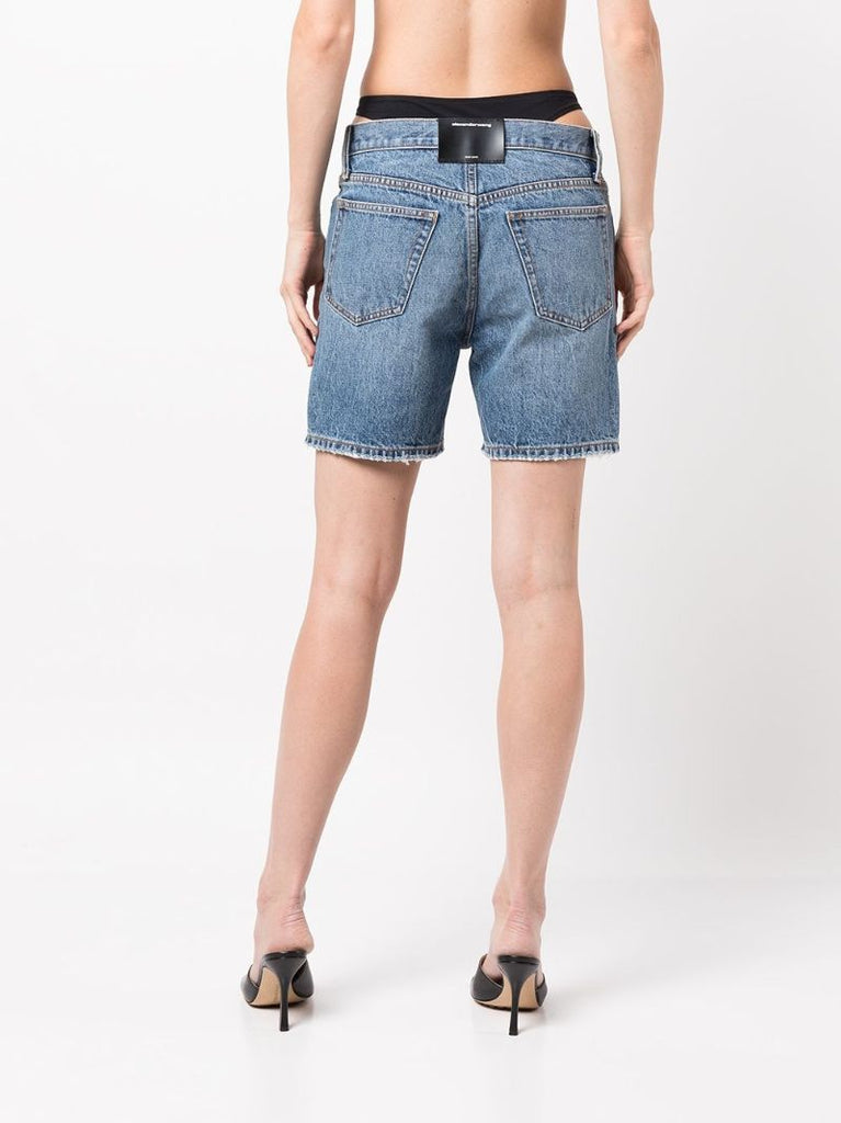 Blue Low Waist Bikini Layer Denim Shorts